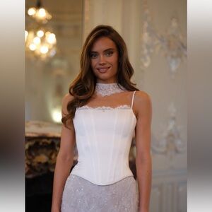 Chic White Lace Corset Wedding Dress